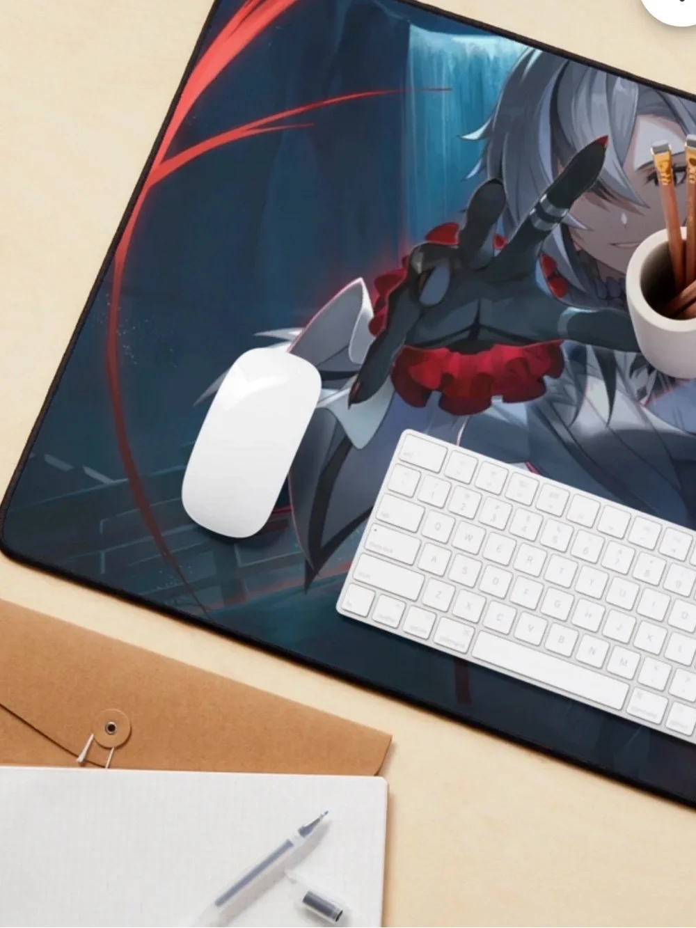 Arlecchino Genshin Impact Two Worlds Aflame the Crimson Night Fades Mouse Pad XL